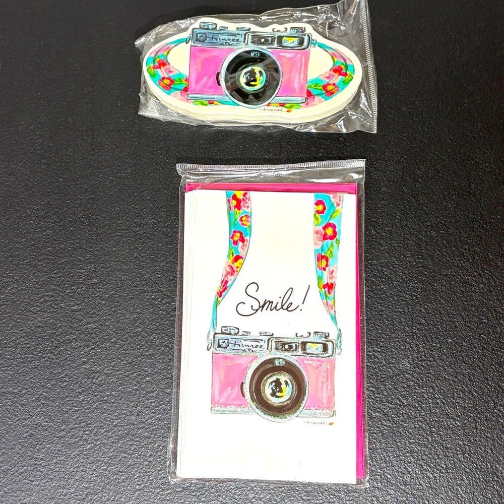 Colorful Camera design greeting cards & matching eraser.